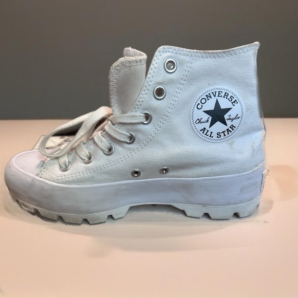 Converse Platform all White Lug Hightops - Picture 6 of 7